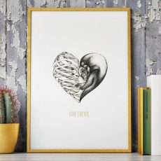 Heart Ribcage & Ferret "LOVE FOREVER" Print