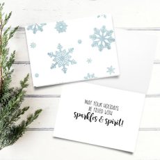 Snowflakes Blue Glitter Digital 5x7 Printable Folded Card