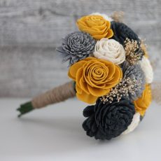 Yellow and Grey Wooden Flower Bouquet